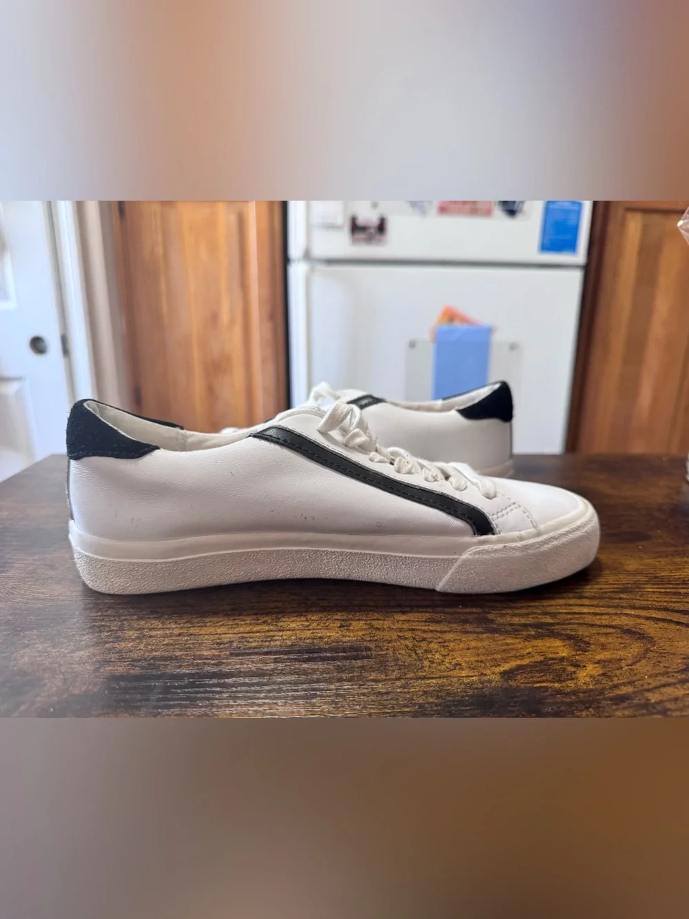 Madewell Sidewalk Low-Top Leather Sneakers White Black w6/m4.5